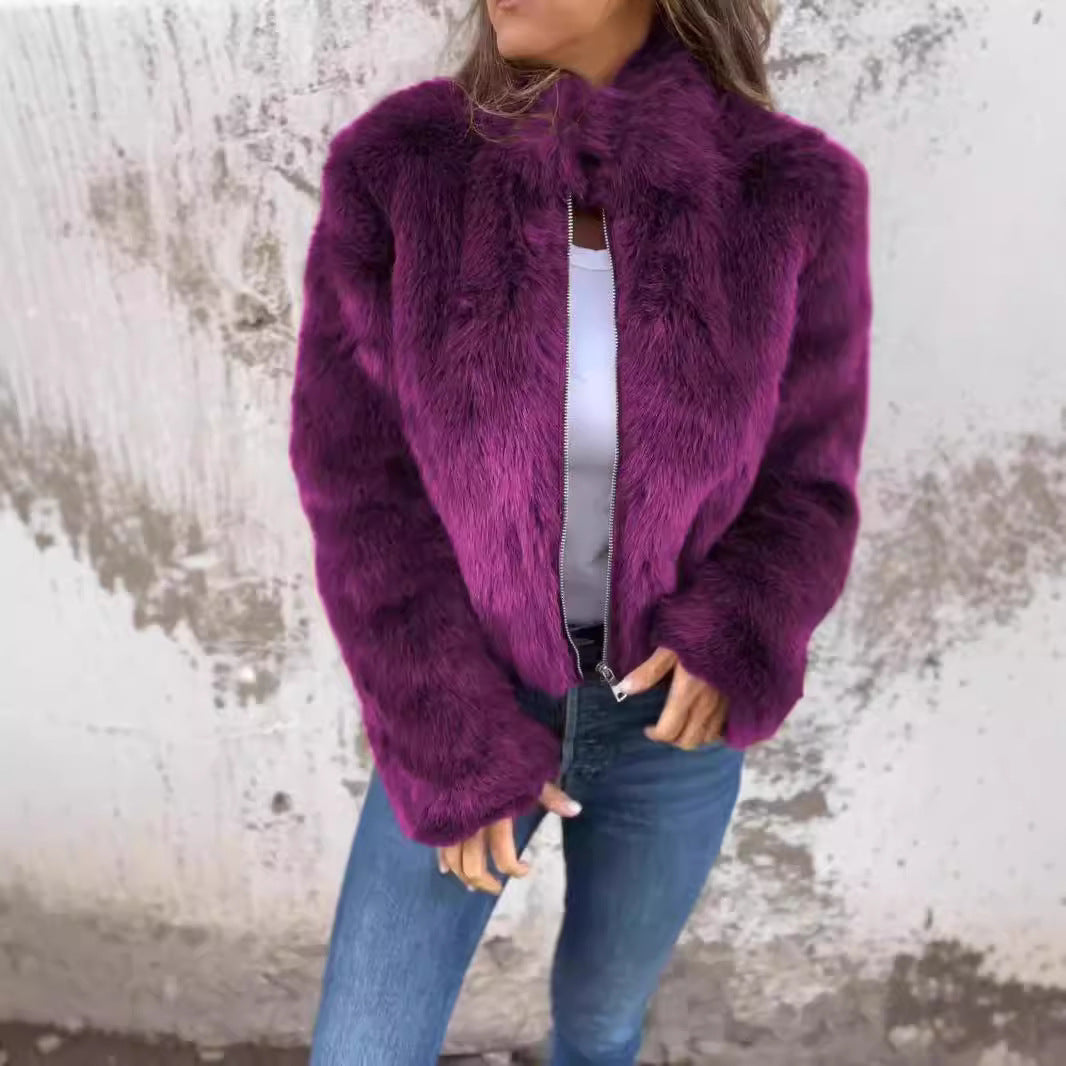 Veste Hiver Col Montant Zippée - Polaire Douce et Chaude