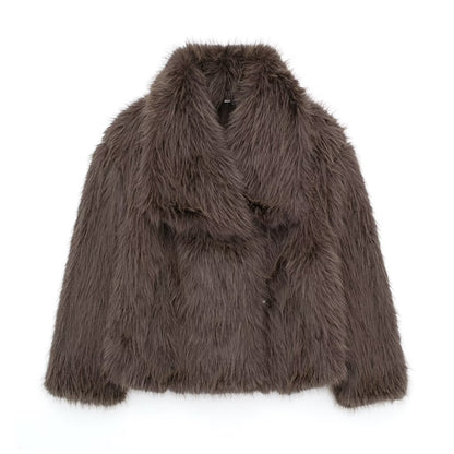 Manteau d'hiver épais en peluche, col classique