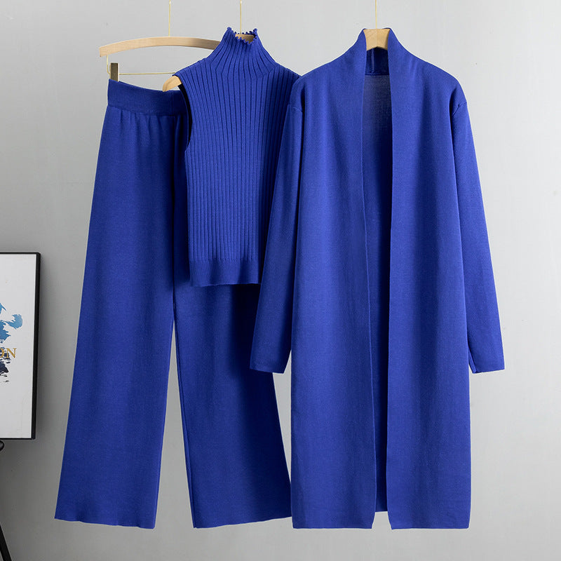 Ensemble 3 pièces : Gilet, cardigan long, pantalon large