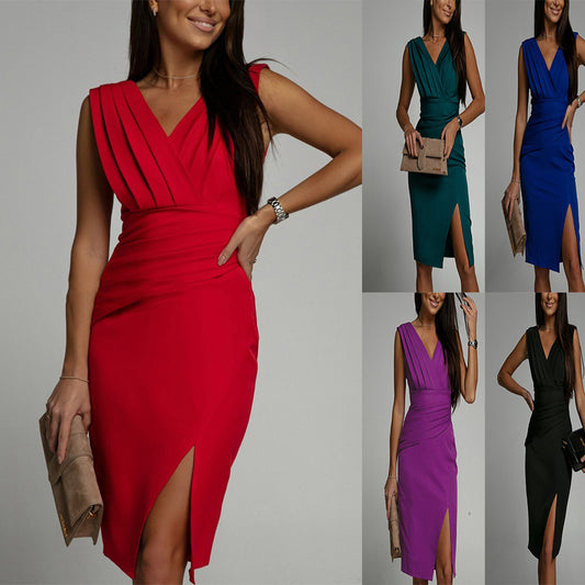 Robe d'Été Sans Manches à Fente – Style Décontracté et Élégant