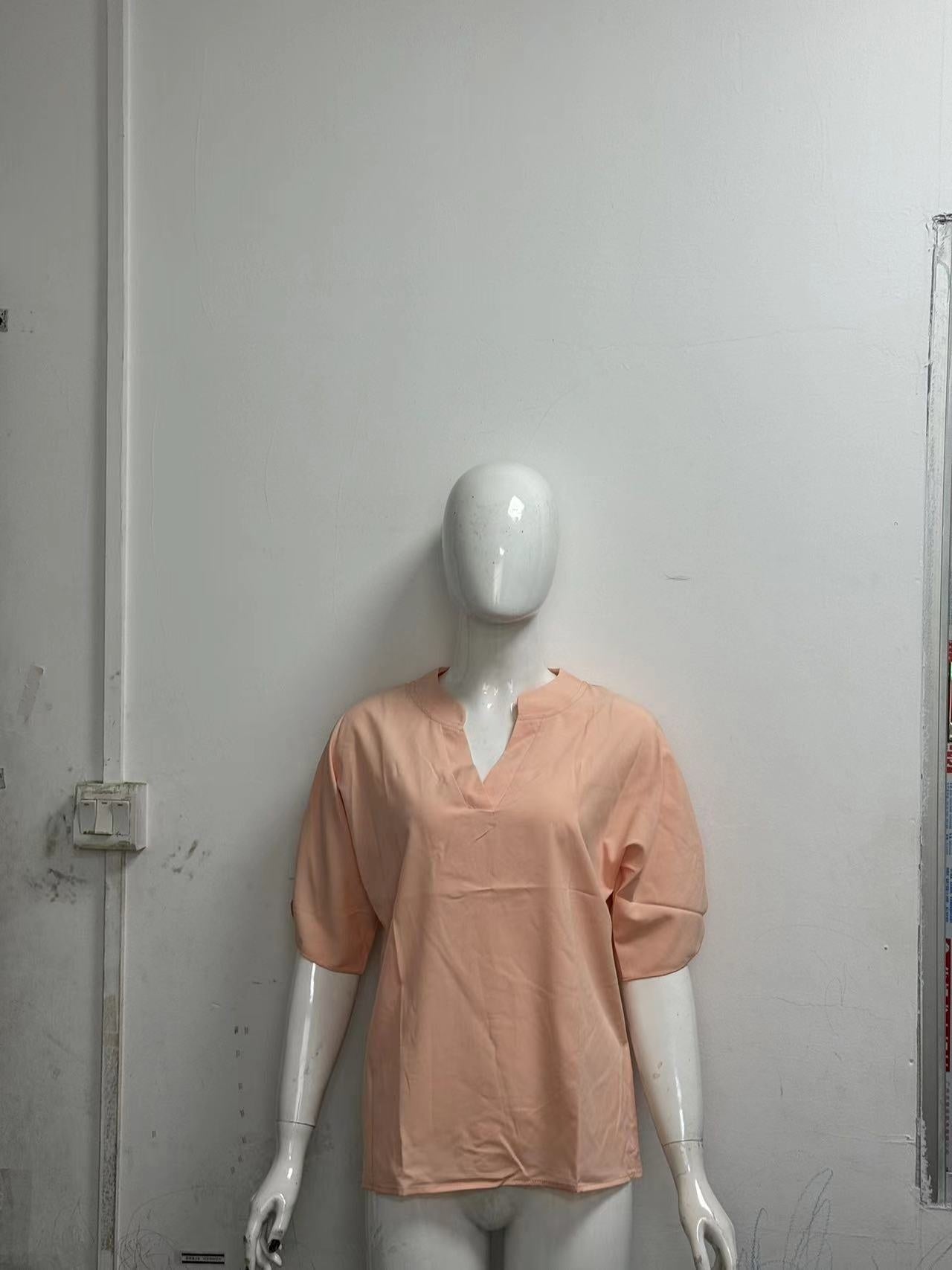 Chemisier d'été en chiffon col V manches courtes