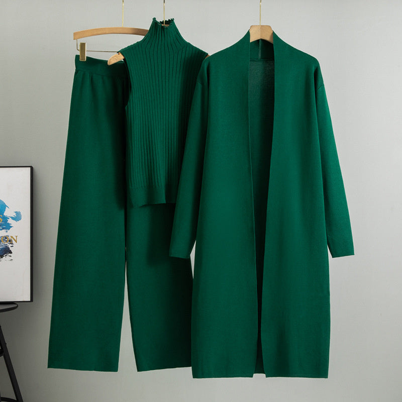 Ensemble 3 pièces : Gilet, cardigan long, pantalon large