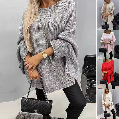 Pull oversize manches chauve-souris en tricot tendance