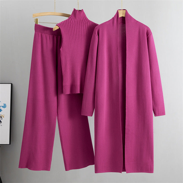 Ensemble 3 pièces : Gilet, cardigan long, pantalon large