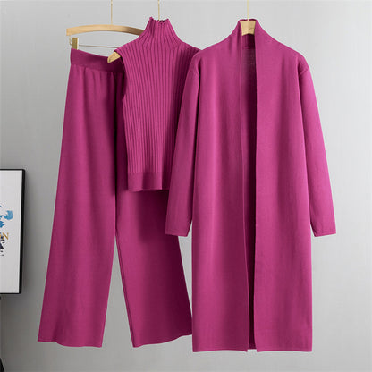 Ensemble 3 pièces : Gilet, cardigan long, pantalon large