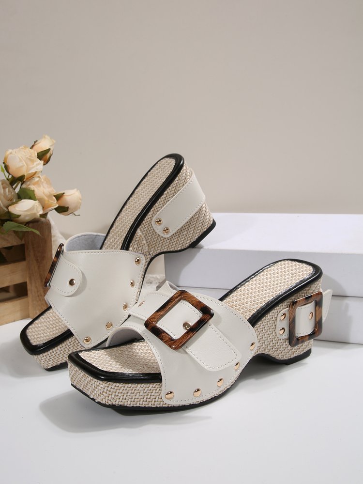Sandales Compensées à Rivets – Plateforme Tendance Grande Taille