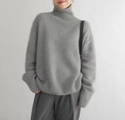 Pull col roulé femme en cachemire épais