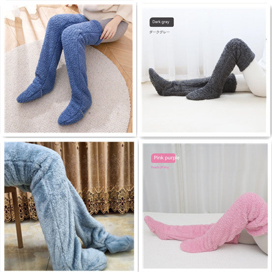 Chaussettes d'hiver chaudes et duveteuses au-dessus du genou