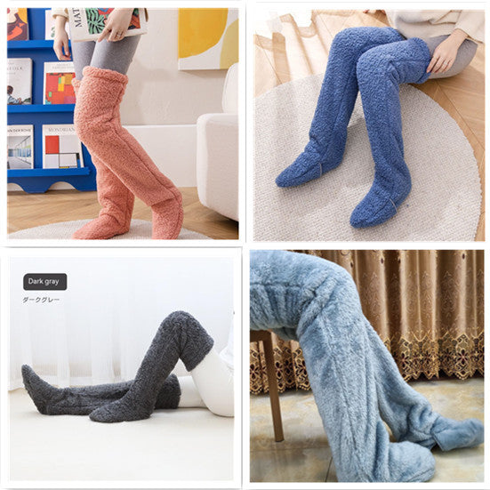 Chaussettes d'hiver chaudes et duveteuses au-dessus du genou
