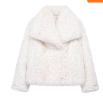 Manteau d'hiver épais en peluche, col classique