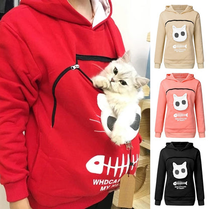 Sweat à Capuche avec Poche pour Chat