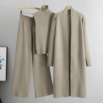 Ensemble 3 pièces : Gilet, cardigan long, pantalon large