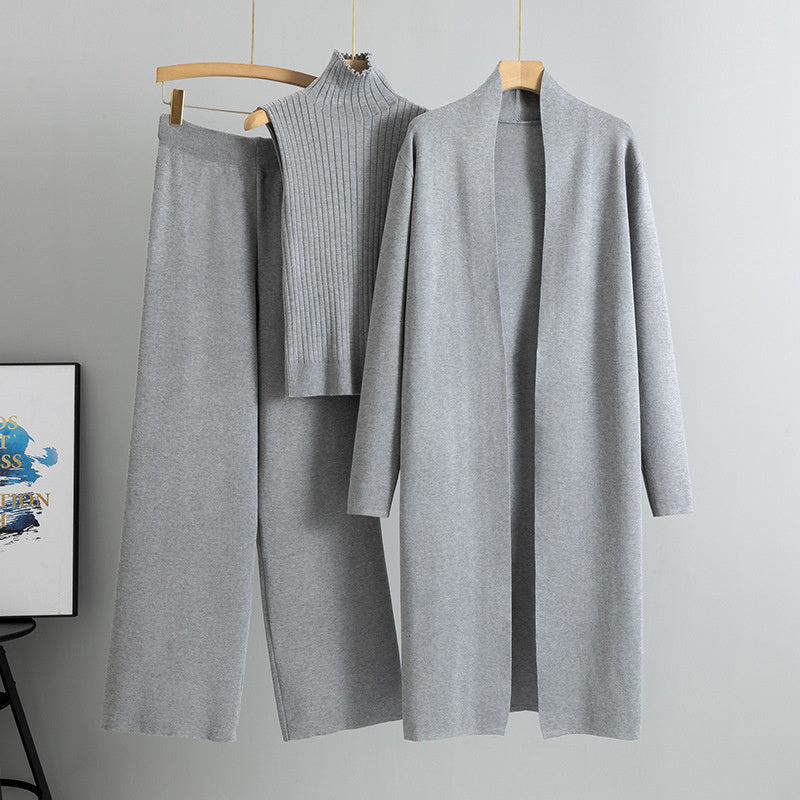 Ensemble 3 pièces : Gilet, cardigan long, pantalon large