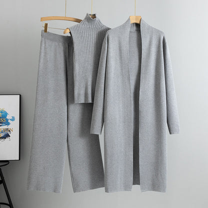Ensemble 3 pièces : Gilet, cardigan long, pantalon large