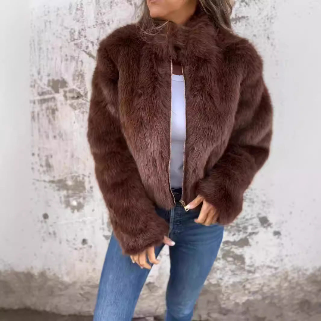 Veste Hiver Col Montant Zippée - Polaire Douce et Chaude