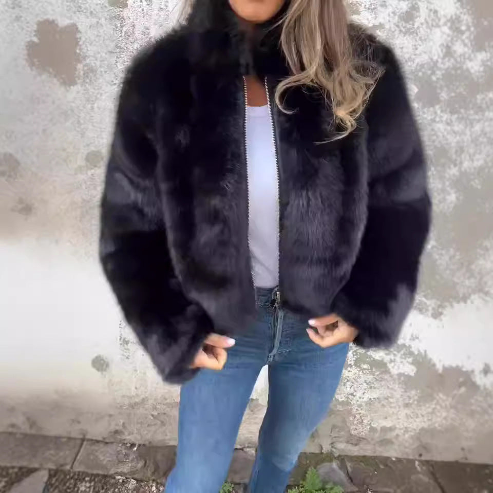 Veste Hiver Col Montant Zippée - Polaire Douce et Chaude