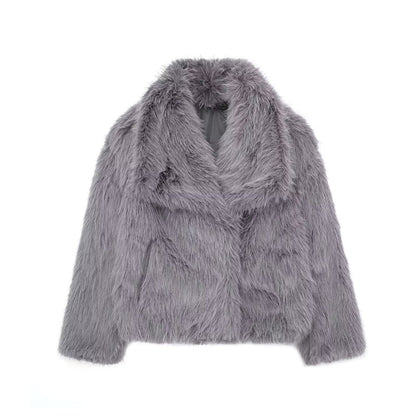 Manteau d'hiver épais en peluche, col classique