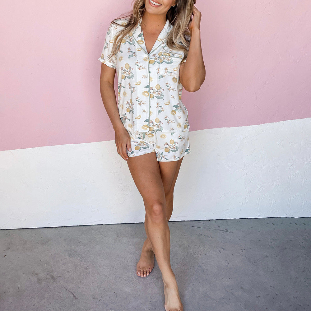 Cardigan Imprimé à Manches Courtes - Pyjama Décontracté Femme