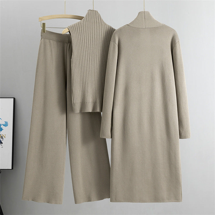 Ensemble 3 pièces : Gilet, cardigan long, pantalon large