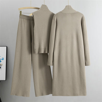 Ensemble 3 pièces : Gilet, cardigan long, pantalon large