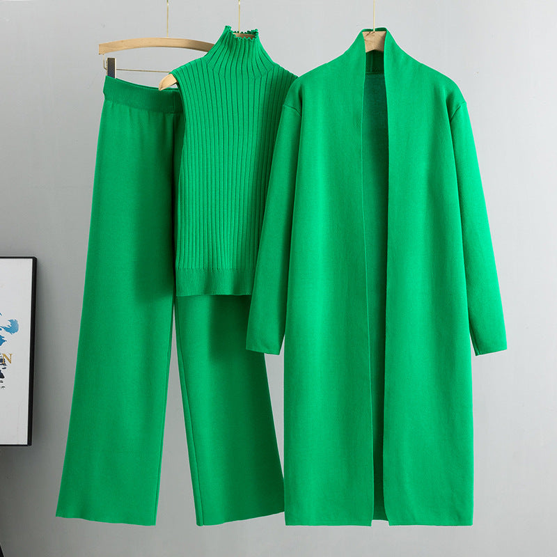 Ensemble 3 pièces : Gilet, cardigan long, pantalon large