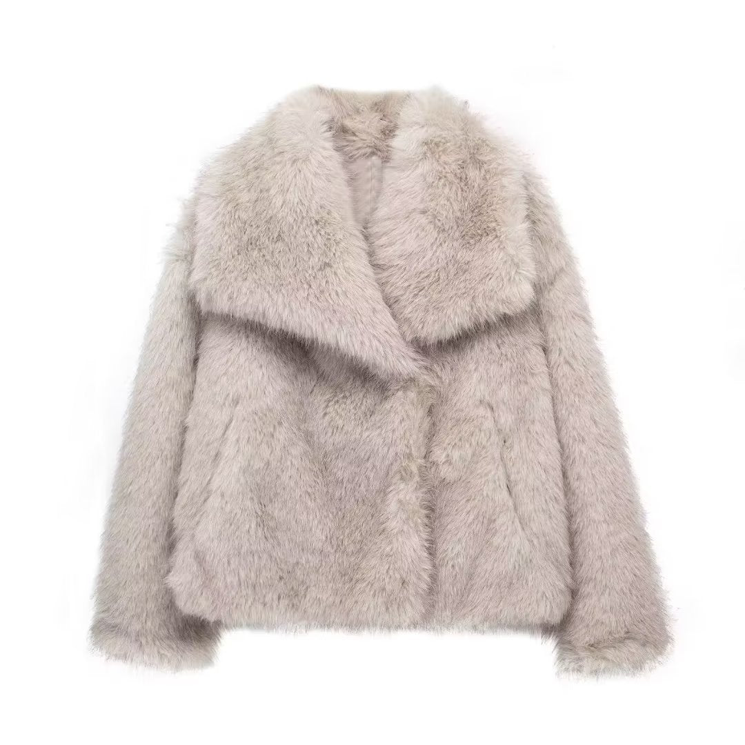 Manteau d'hiver épais en peluche, col classique