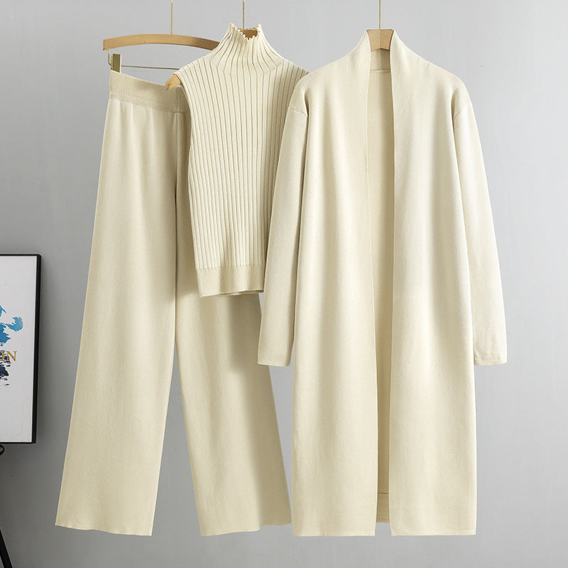 Ensemble 3 pièces : Gilet, cardigan long, pantalon large